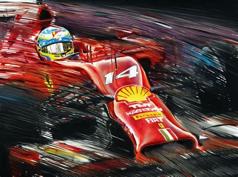 Fernando Alonso Ferrari F14t Formula 1 F1 Car 2014 Original Oil