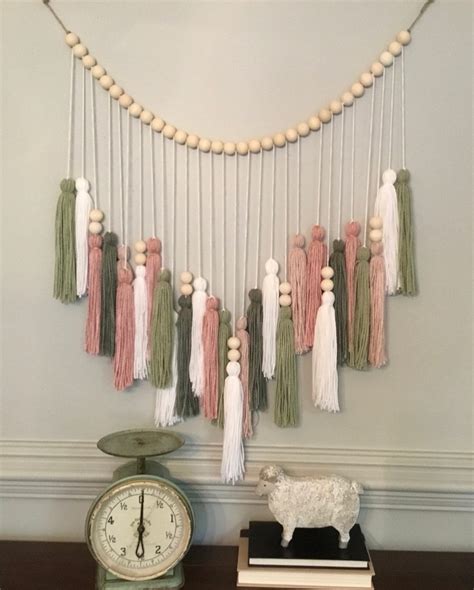 Wood Bead And Tassel Garland Dorm Wall Decor Nursery Decor Etsy