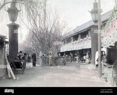 Late 19th century photograph - Yoshiwara, red light district, Tokyo, Japan, c.1880's Stock Photo ...