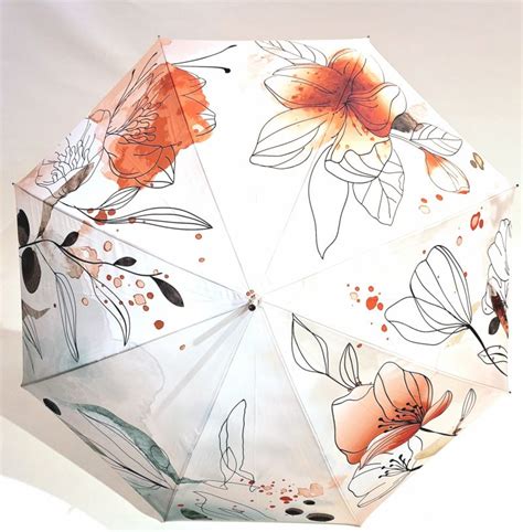 Parapluie femme grand long automatique blanc imprimé coloré floral