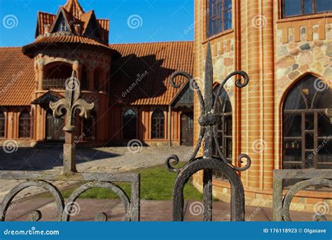 Facade Of A Gothic Mansion Gothic Style Architecture Built Of Red