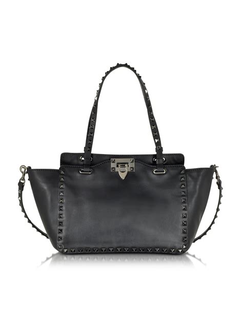 Lyst Valentino Rockstud Noir Small Leather Tote In Black