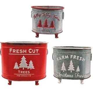 3 Set Metal Christmas Trees Buckets Set Of Three Bed Bath Beyond