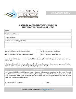 Fillable Online Pirb Co Coc Form Fill Out And Sign Printable PDF