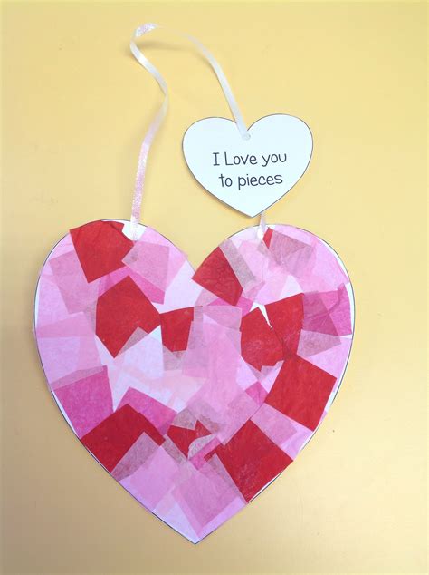 Tissue Paper Heart Craft For Valentines Valentines School Valentine