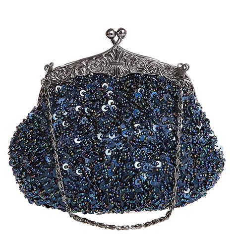 Vintage Kissing Lock Sequins Beaded Evening Party Purse Wedding