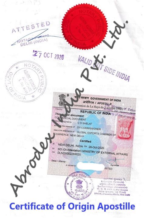 Certificate Of Origin Coo Apostille From Mea India