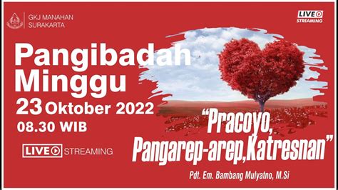 Pangibadah Minggu Gkj Manahan Surakarta Oktober Bahasa Jawa