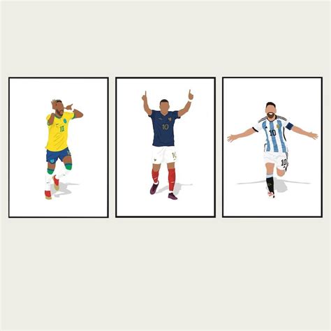 Lionel Messi Kylian Mbappe And Neymar Vieren Feest Set Van 3 Etsy Nederland Lionel Messi