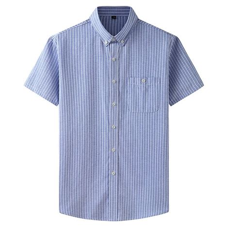 Apexfwdt Men S Wrinkle Free Short Sleeve Button Down Check Shirt Big And Tall Casual Striped