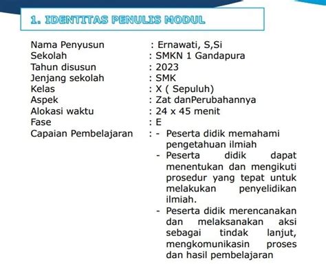 Modul Ajar Zat Dan Perubahannya Kurikulum Merdeka Kelas X Projek Ipas