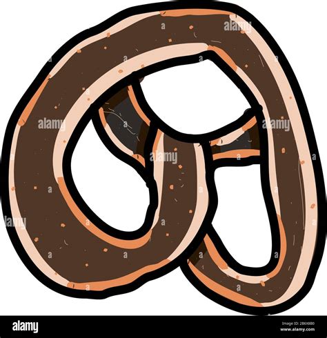 Dibujo Pretzel Ilustración Vector Sobre Fondo Blanco Imagen Vector De