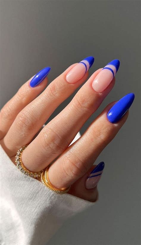 50 Royal Blue Nails That Are Trending Right Now French Tip Acrylic Nails Gel Nails Acrylic