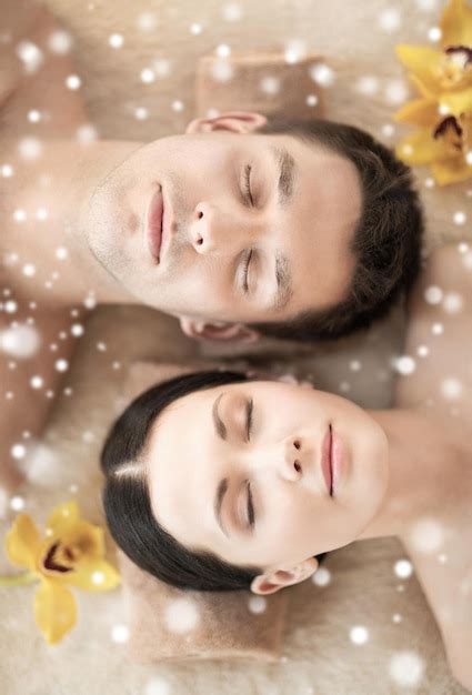 Premium Photo Beauty Health Holidays People And Spa Concept Happy Couple With Closed Eyes