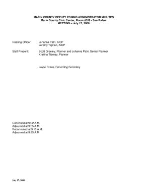 Fillable Online MARIN COUNTY DEPUTY ZONING ADMINISTRATOR Fax Email