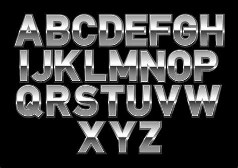 Premium Vector Metallic Shiny Fonts Chrome Fonts Alphabet Letters