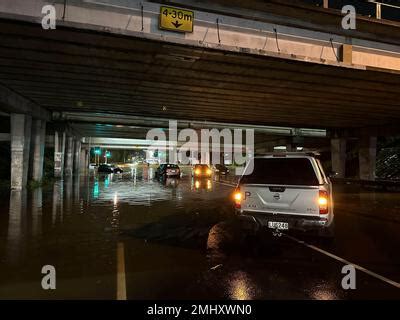 Aukland New Zealand Th Jan People Look At A Flooded Street