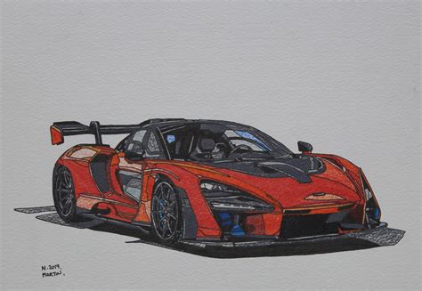 Dibujo Mclaren Senna Dibujo Original Dibujado A Mano Tama O Etsy Espa A