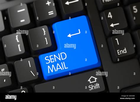 blue send mail key  keyboard stock photo alamy