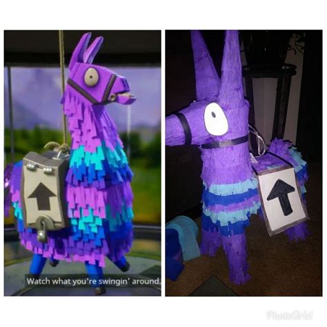 two pictures one has a purple llama and the other is a blue llama