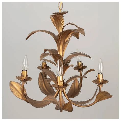 Italian Gilt Tole Palm Frond Chandelier Ruby Lane