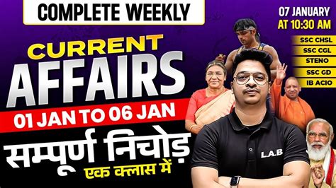 01 JAN TO 06 JAN CURRENT AFFAIRS 2024 MOST IMPORTANT WEEKLY CURRENT