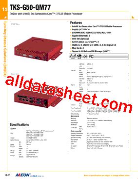 TKS G50 QM77 001 DX Datasheet PDF AAEON Technology