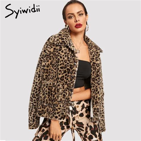 Syiwidii veste fausse fourrure hiver femmes veste Teddy manteau léopard