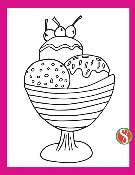 Free Ice Cream Sundae Coloring Page Stevie Doodles