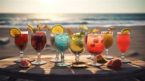 Premium Ai Image Summer Cocktails At Beach Generative Ai