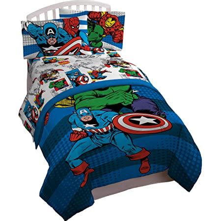 Amazon Jay Franco Avengers Comics Good Guys 5 Piece Full Bed Set