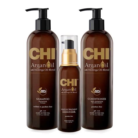 Chi Argan Oil Plus Moringa Oil Luxe Trio Kit With Shampoo Conditioner And Moringa