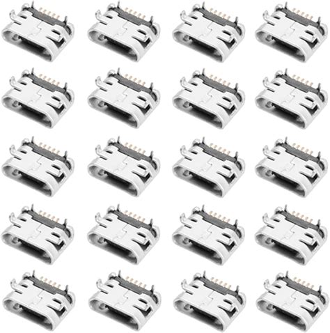 Uxcell 10pcs Micro Usb Female Socket Connector Jack Port 5 Pin Dip 180 Degree