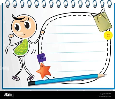 Illustration of a notebook with a kid dancing at the cover page on a white background Stock ...