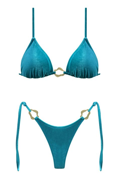 Bikini ZAHARA Triangolo In Velluto Brillantinato Con Dettagli Oro