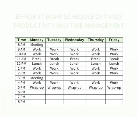 Efficient Work Schedule Optimize Productivity And Time Management Excel