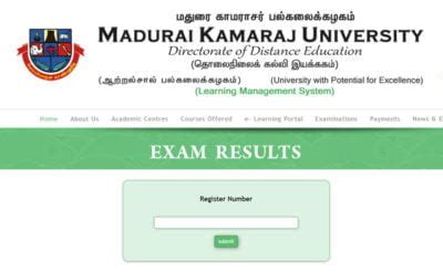 Madurai Kamaraj University Results 2024, Check MKU DDE,UG/PG Semester ...