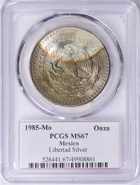 Mexico Mo Silver Onza Libertad Km Pcgs Ms Toned Item