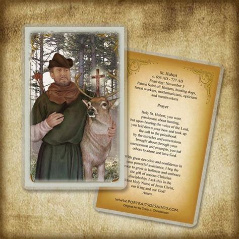 St Hubert Holy Card Patron Of Hunters Etsy Holy Cards Prayer