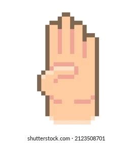 Vektor Stok Four Fingers Pixel Art Hand Gesture Tanpa Royalti