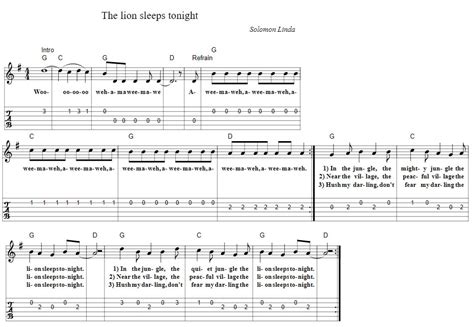 The Lion Sleeps Tonight Guitar Chords