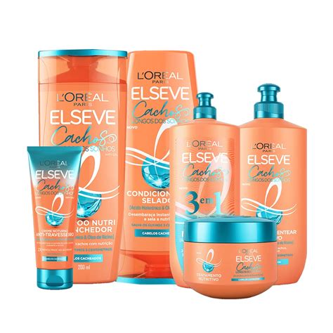 Kit Elseve Para Cabelos Cacheados - Kit Elseve Cabelos Cacheados Cachos Longos dos Sonhos | Shopee Brasil