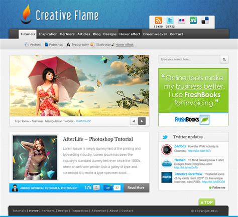 Blue Blog Free Psd Template Download Psd