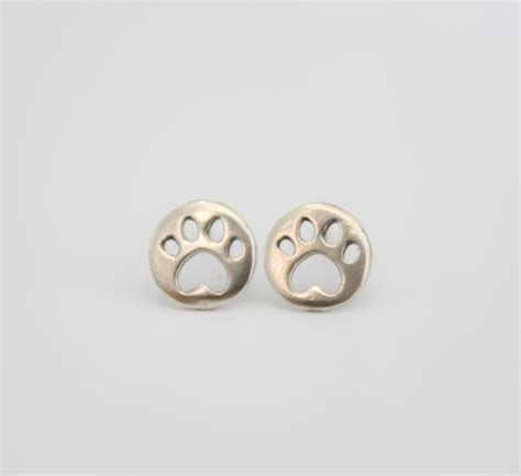 Silver Stud Earrings Dog Paw Studs Sterling Silver Studs Etsy