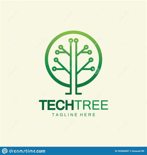 Tech Tree Logo Concept Green Network Technology Logo Vector Tech Tree