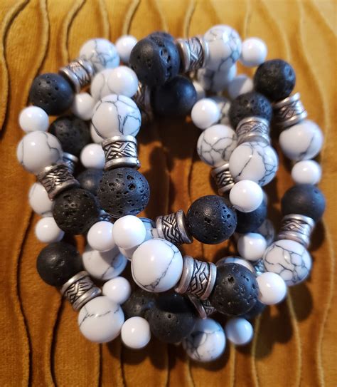 Handmade Beaded Unique Bracelet Gift For Woman Natural Howlite