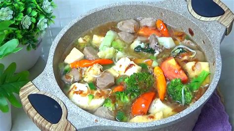 Sup Sayur Campur Daging Bakso Tahu Mixed Vegetable Soup Youtube