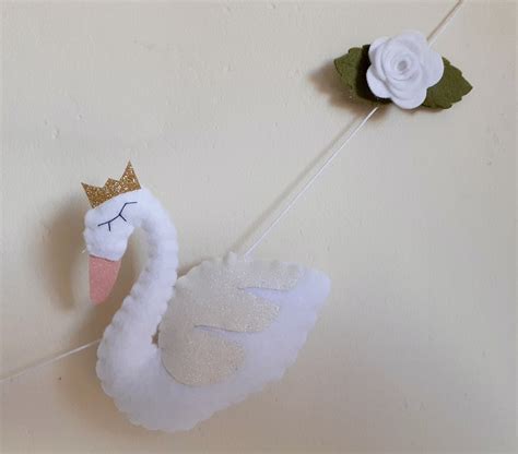 Swan Garland Swan Wall Hanging Swan Decor Girls Room Swan Etsy