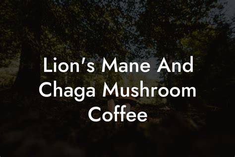 Lions Mane And Chaga Mushroom Coffee Mr Mushroom