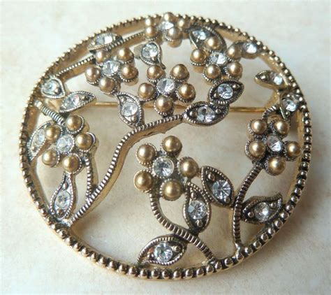 Vintage Monet Rhinestone Floral Brooch Unusual Jewelry Vintage